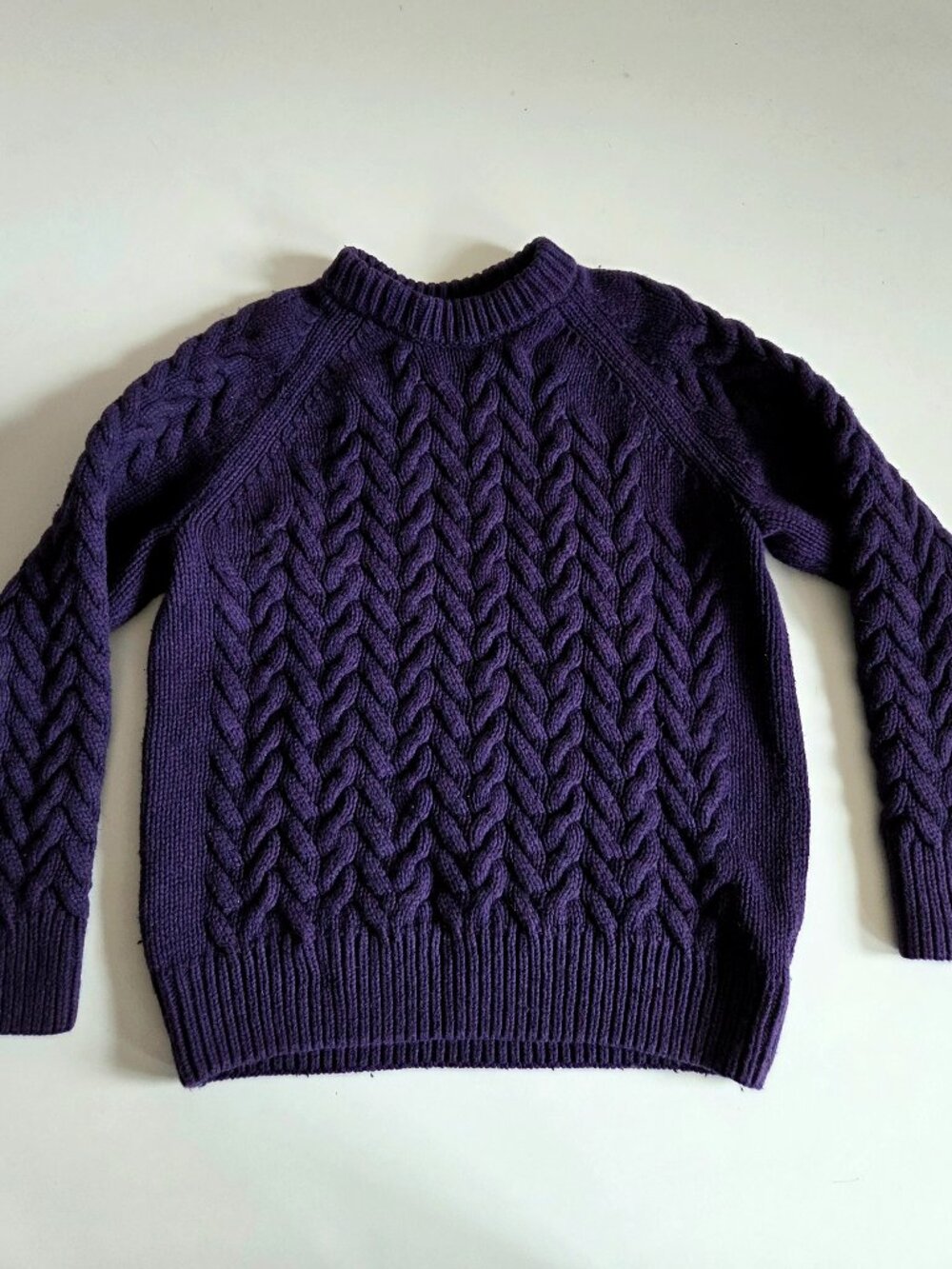 H&M Wool and Cotton Blend Purple Fisherman Chunky Knit Sweater M